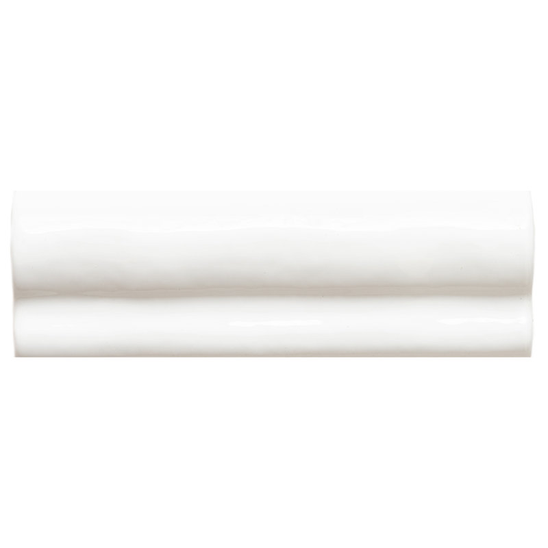 Rail de chaise en céramique polie 2 po x 6 po Talavera, Blanc
