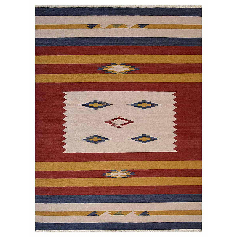 Manns Hand Woven Flat Weave Kilim Wool Eco-Friendly Area Rugs  - Rectangle,Multicolor, Contemporary Modern Design, Low Pile  Handmade Area Rugs for Living Room, Bed Room