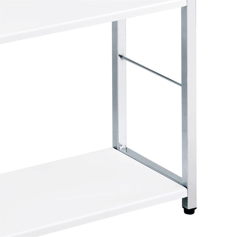 And Chrome 4-Tier Rectangular Bookshelf, White/Silver