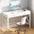 Farmhouse Desk With USB Charging Ports And Power Outlets, 39" Computer Desk With Drawers, Small Study Writing Table With Stable X Frame For Home Office-1436051887