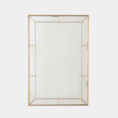Rectangular Stud Mirror-Brushed Brass