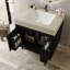 Meuble-lavabo autoportant contemporain avec plateau en faux marbre et lavabo en céramique, armoire de rangement à double porte de 30 po, bois d'ingénierie imperméable