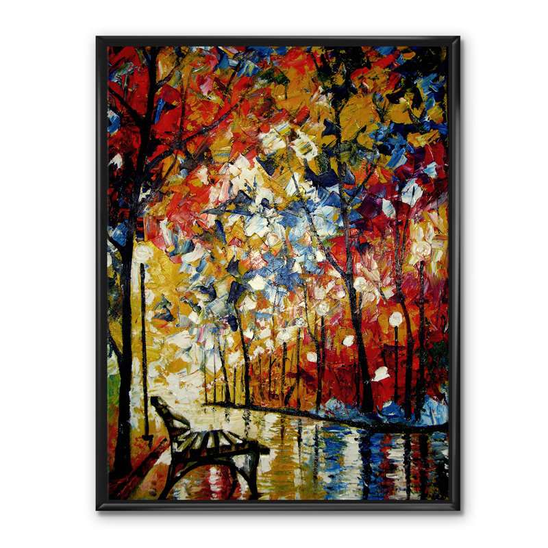 Coucher de soleil romantique à travers les arbres dans le parc III - reproduction d'art sur toile, H 46 po x l 36 po x 1,5 po