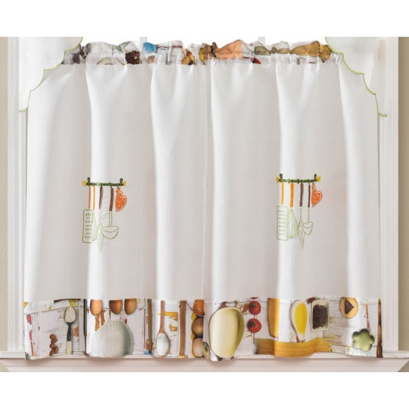 Rideau de cuisine 60 "Jeovan Swag - blanc / jaune / brun