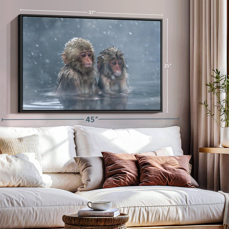 Monkey Duo, reproduction sur toile, H 25 po x l 37 po