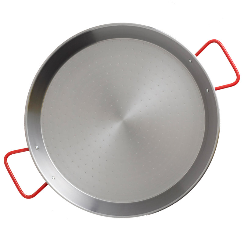 11-Inch Carbon Steel Paella Pan with Red Handles