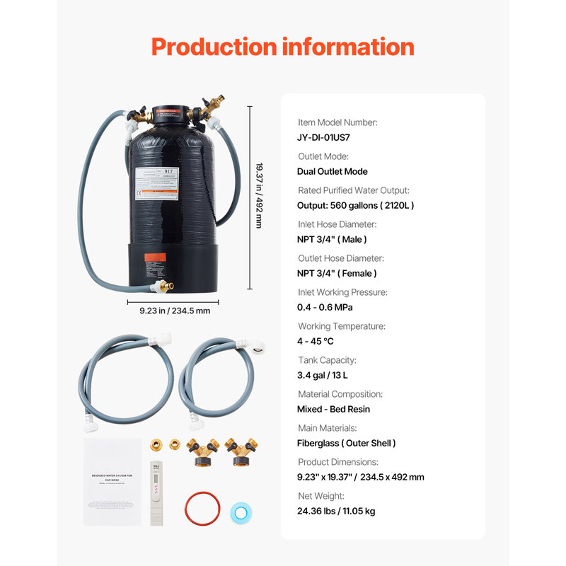 Spotless Deionized Water System Car Wash System with Handheld TDS Metre