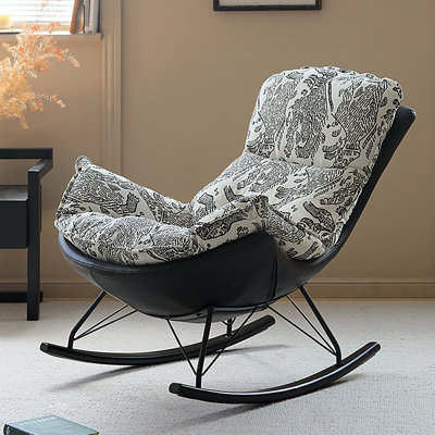 Rocking chair with egg-shaped armrests
