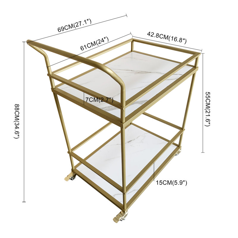 Bayuga Metal Bar Cart, Gold