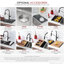 Évier de cuisine à double cuve en acier inoxydable T-304 de calibre 18 à double cuve 50/50 avec crépines Avila
