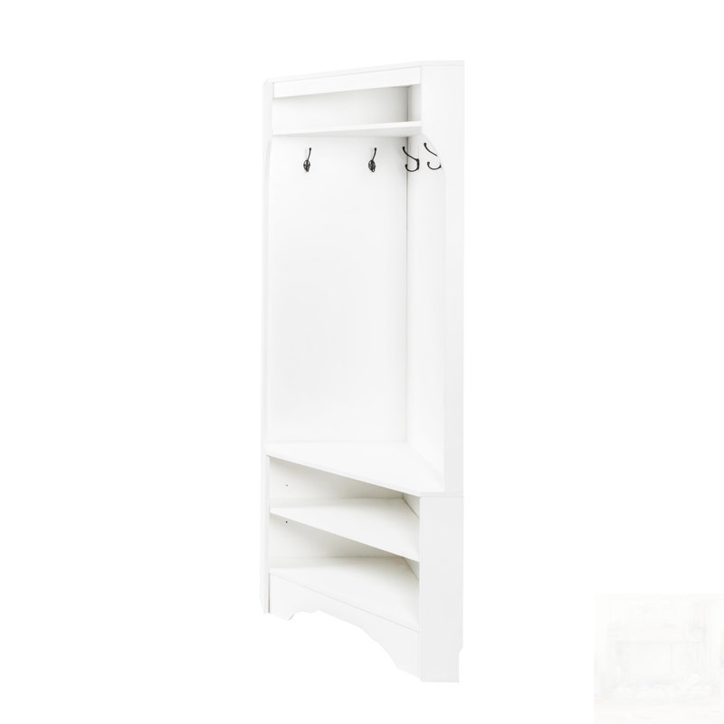 Minimalist Corner Hall Tree With Shoe Bench And Coat Rack, Adjustable Shelf For Efficient Storage, Ideal For Small Spaces