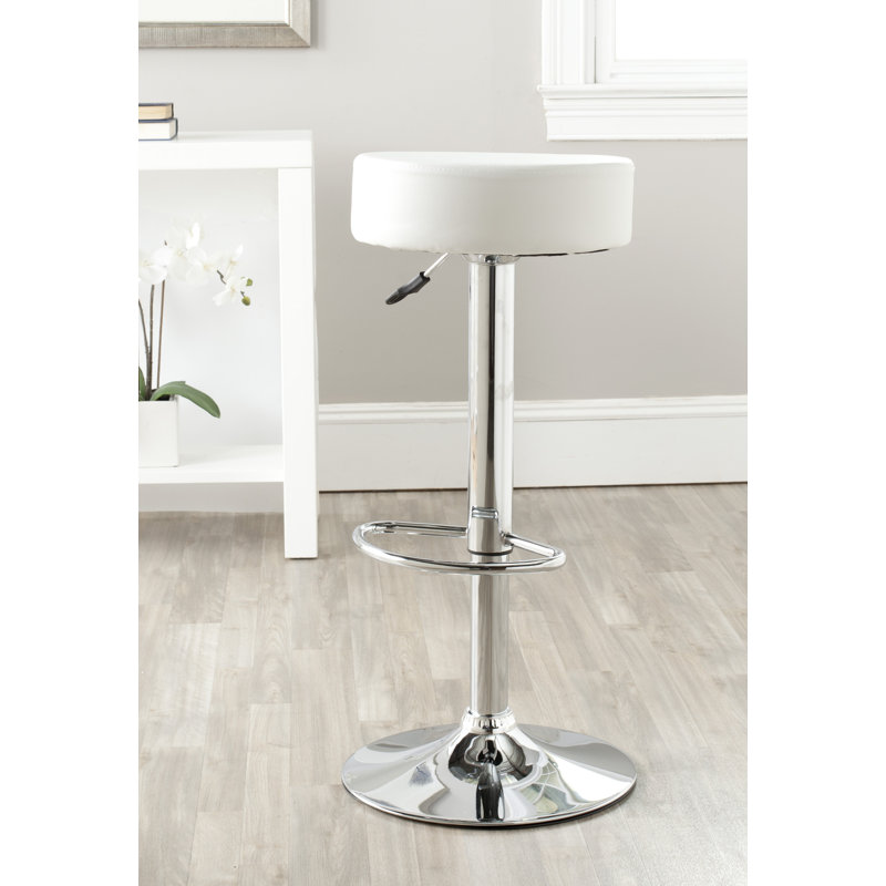 Bunky Swivel Upholstered Adjustable Height Counter Stool with Metal Frame, White