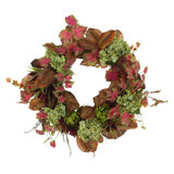 24" Hydrangea Fall Wreath with Ivy and Artichokes