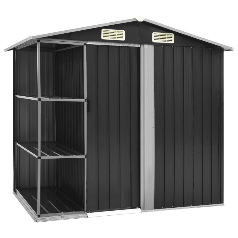 Garden Shed with Rack 205x130x183 cm Iron, Anthracite