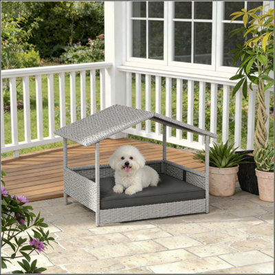 Élégant lit pour chien en rotin et niche pour chien, durable et confortable pour une utilisation intérieure et extérieure