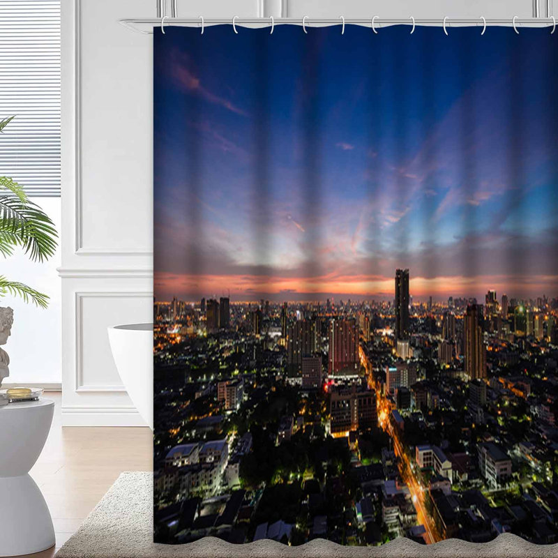Rideau de douche Golden Night City Skyline, L 72 po x l 72 po