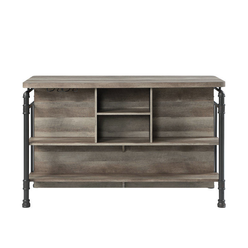 Jemerrio 5-Shelf Kitchen Island in Antique Oak and Sandy Gray