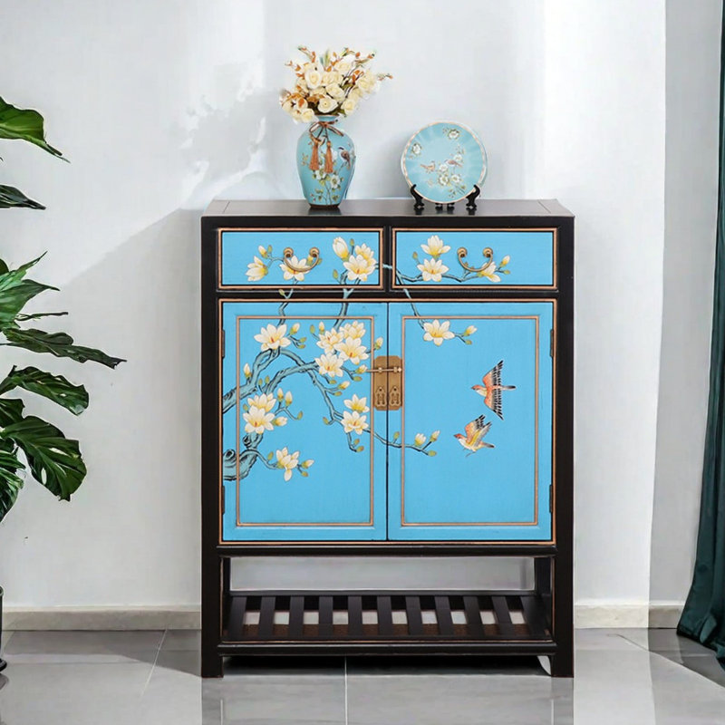 Armoire à chaussures en bois massif 16 pièces, Bleu