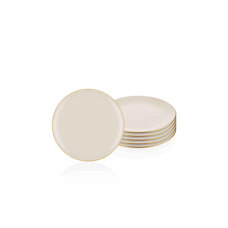 Élégante assiette à dessert en céramique, couleur crème, 7,5 x 7,5 x 0,4 po | 100% céramique lavable au lave-vaisselle, parfaite pour servir les desserts et les hors-d'œuvre | Conception élégante et durable pour toutes les occasions