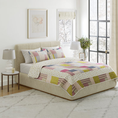  Ensemble de courtepointe Patchwork - avec taies décoratives - literie légère multicolore lavable à la machine