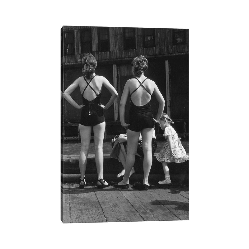 Two Women With Bathing Suits (Gansevoort Pier NYC, 1948) by Ruth Orkin - Print on Canvas, Wrapped Canvas