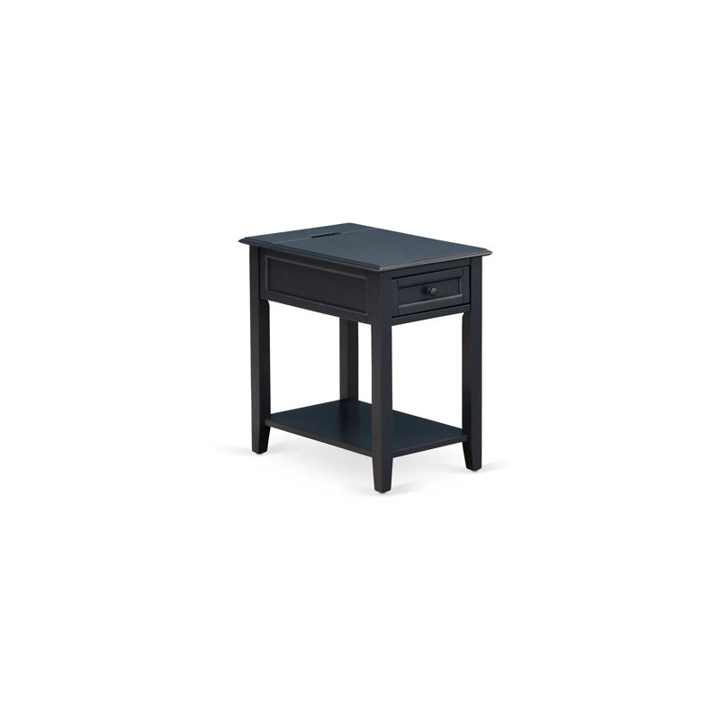Table de bout rectangulaire avec tiroir pour chambre à coucher Denison, bleu marine, Bleu marine