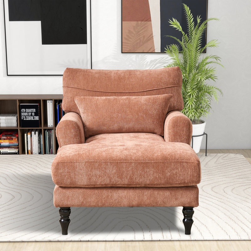 Chaise longue rembourrée L 51,55 po, Orange