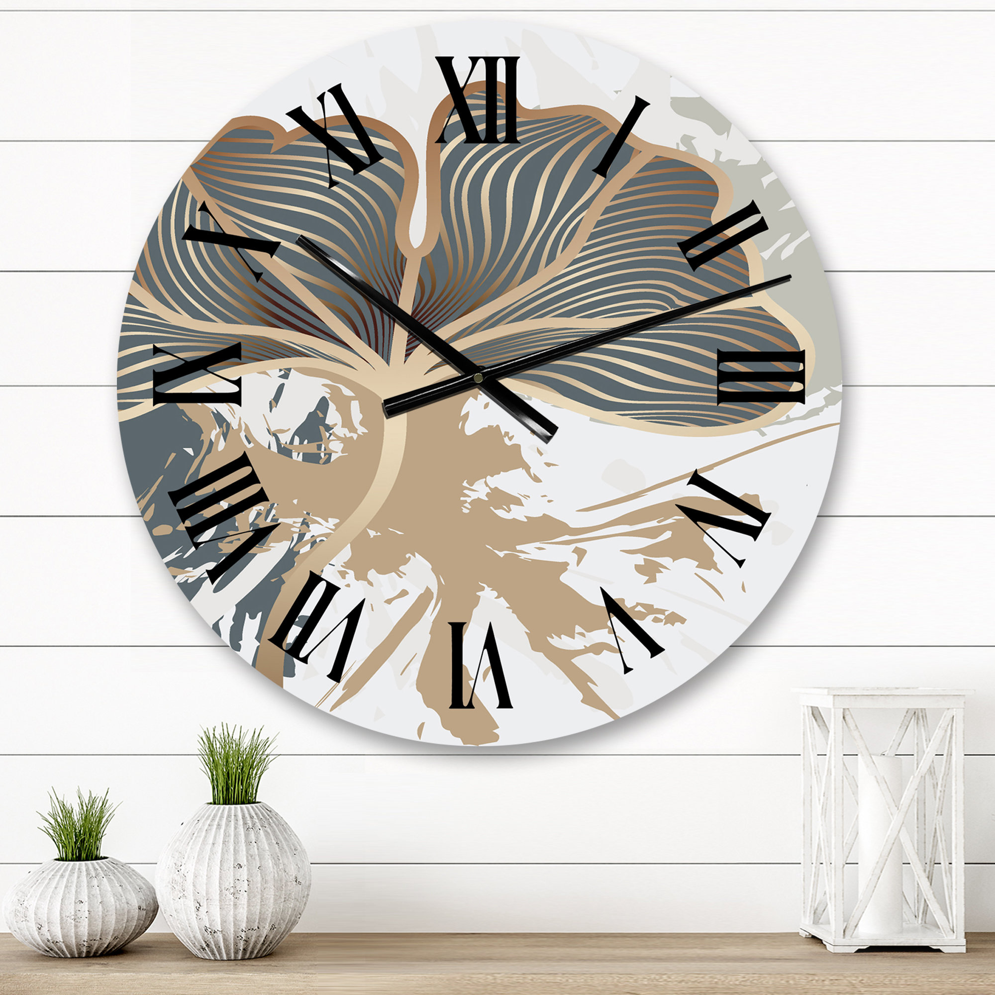 East Urban Home Glam Abstract Botanicals I - Transitional Wall Clock ...