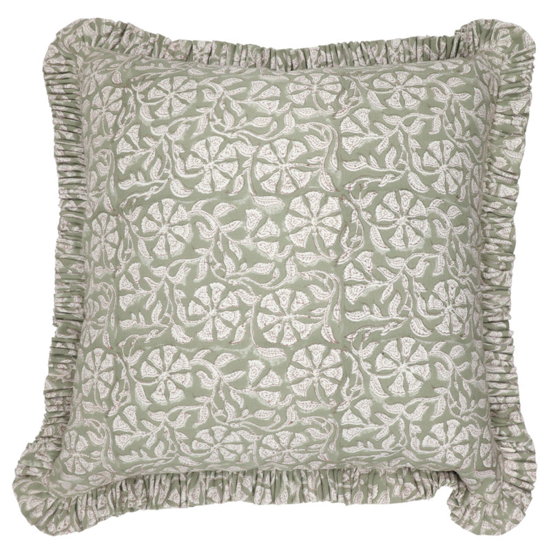 Housse de coussin en coton Floral, H 14 po x l 14 po, Carré