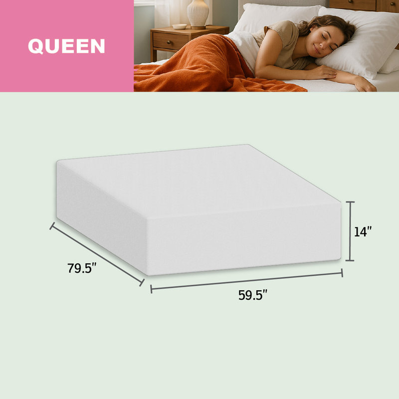  Comfort Series Triple Layer Foam 14" Bed-in-a-Box Mattress, Plush, Queen