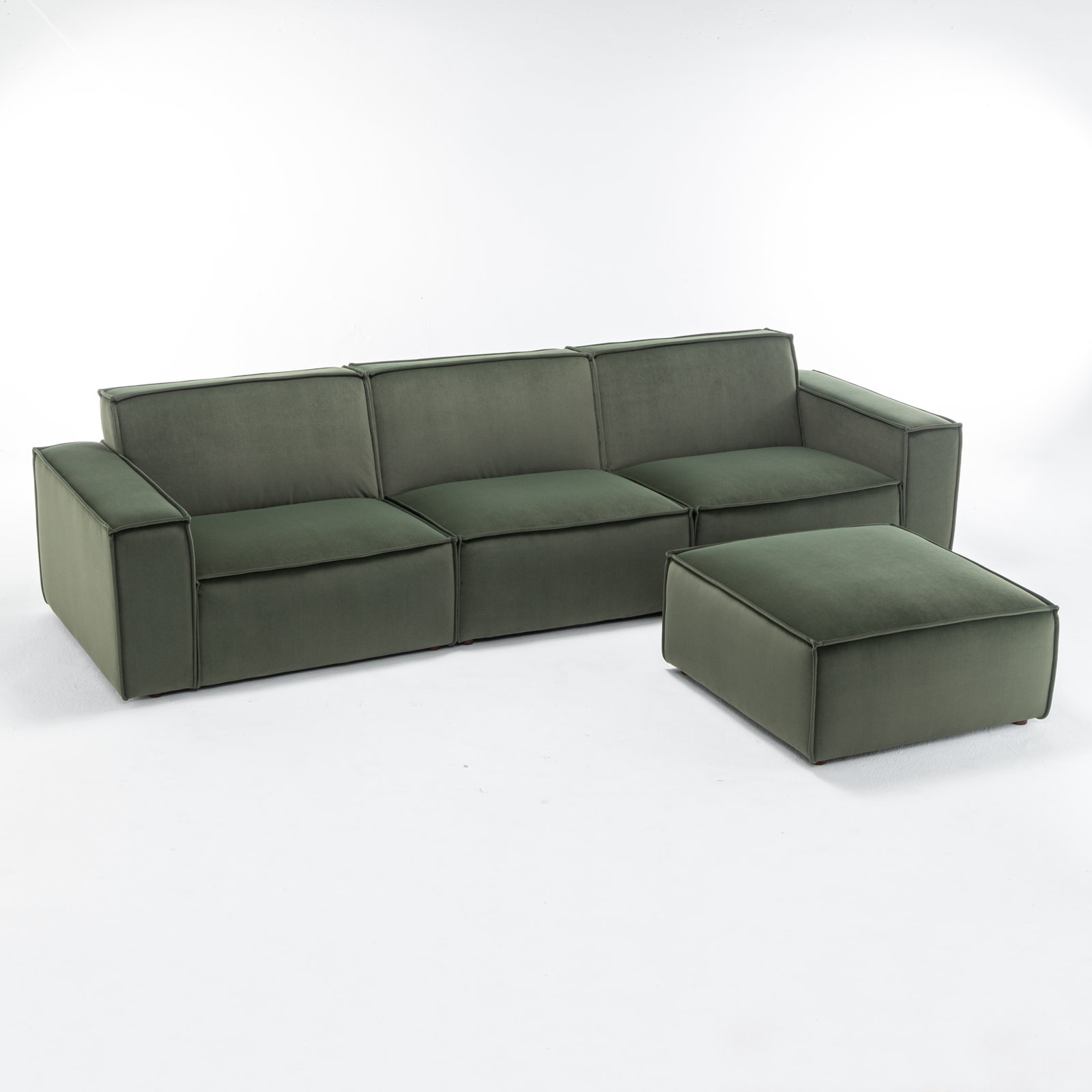 Shonnard Modular Sectional, Green Cotton Blend