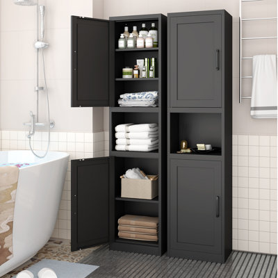 Tall Narrow Bathroom Storage Cabinet - Metal Pantry Cabinet, Slim Cabinet For Small Spaces, Bathroom, Kitchen