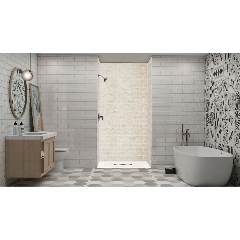 Transolid Trimslate 48-in x 36-in Zero Threshold Shower Base with Center Drain, Cameo