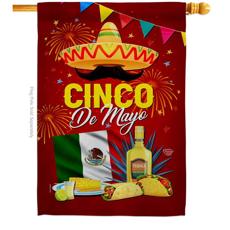 Double Sided Polyester Cinco De Mayo, 40" H x 28" W