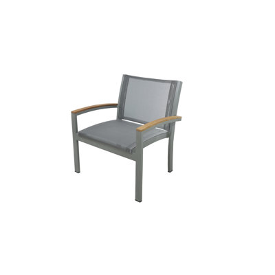 Tribeca Aluminum Teak Sling Stacking Lounge Chair