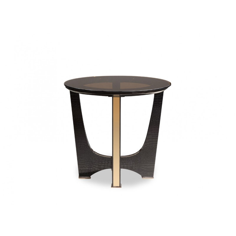 Modern Black Crocodile & Rosegold End Table