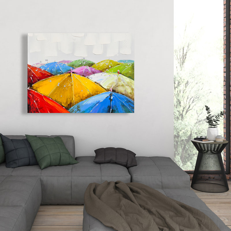 Parasols colorés sous la pluie - Toile jaune, décoration intérieure
