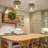 1-Light Rustic Wood Hexagon Flush Mount Ceiling