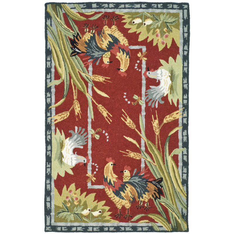 Tapis floral en laine crocheté à la main Kinchen, Rectangle 2 pi 6 po x 4 pi