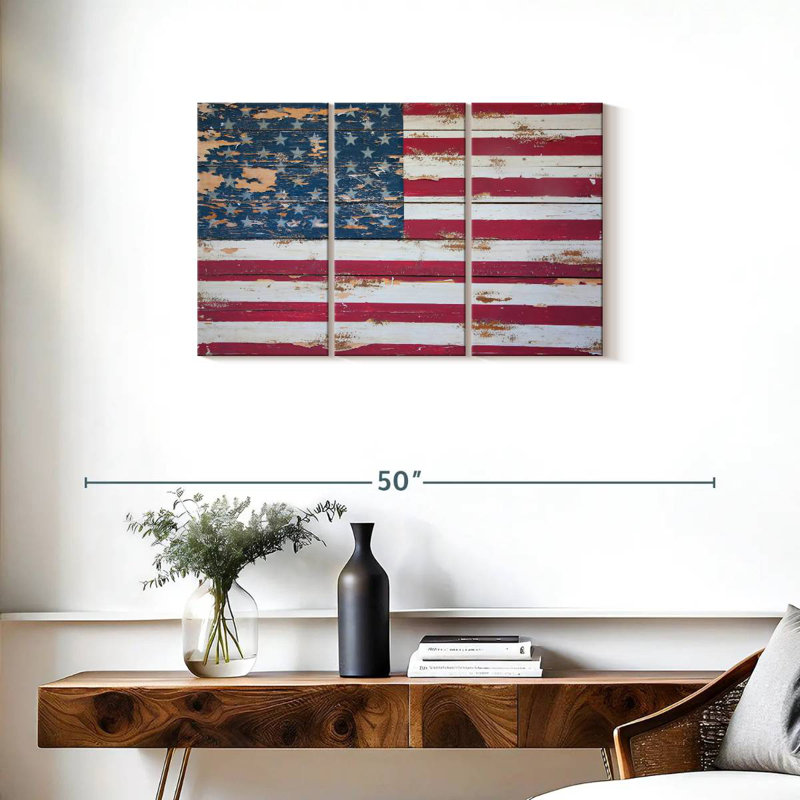 Borges Distressed American Flag, 20" H x 33" W