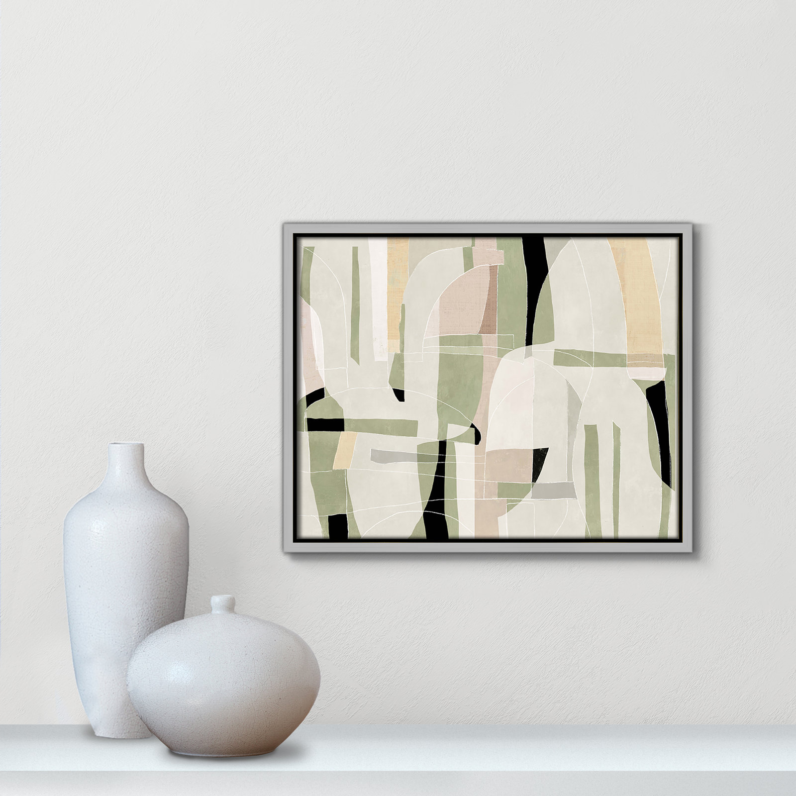 Sunny Barcelona - Floater Frame Canvas, 15.5" W x 12.5" H, Silver