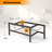 2-Tier Glass Coffee Table w/ Storage Shelf Solid Rubber Wood Legs for Office