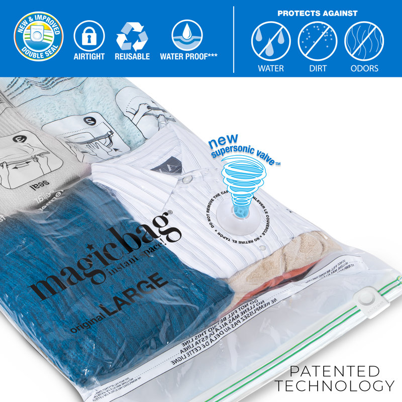 Clear Beige Resin Jumbo Storage Tote with Compression Bags