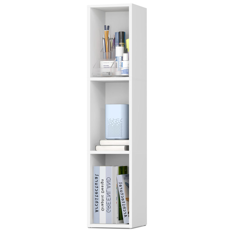 Bibliothèque de rangement à 3 niveaux H 37,3 po, Blanc, (3 tablettes) H 37,3 po x l 7,9 po x P 9,4 po