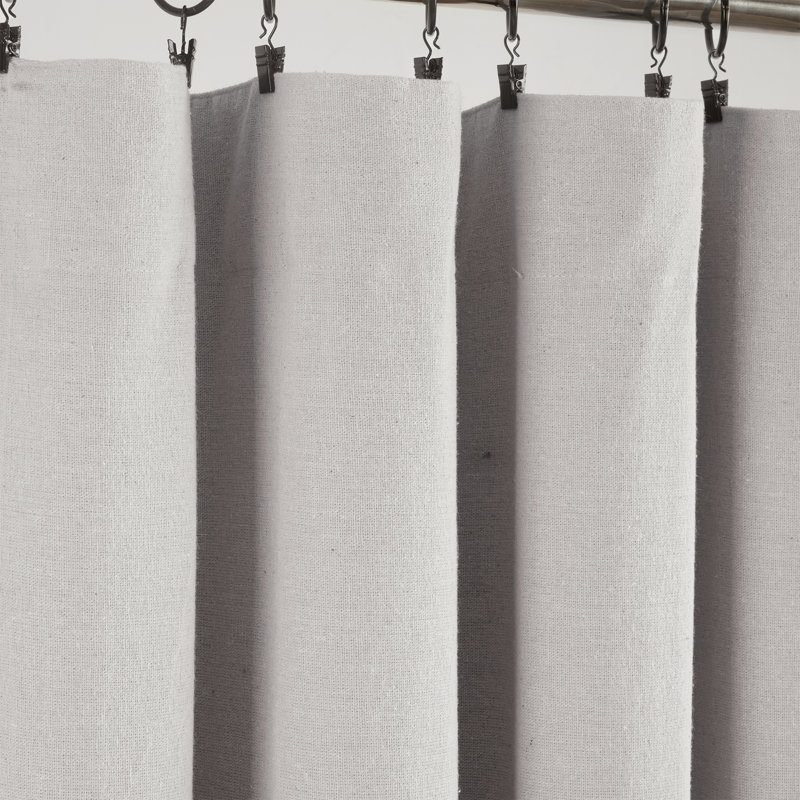 Gray and Off-White Linen Button Blackout Curtain Panel 40" x 84"
