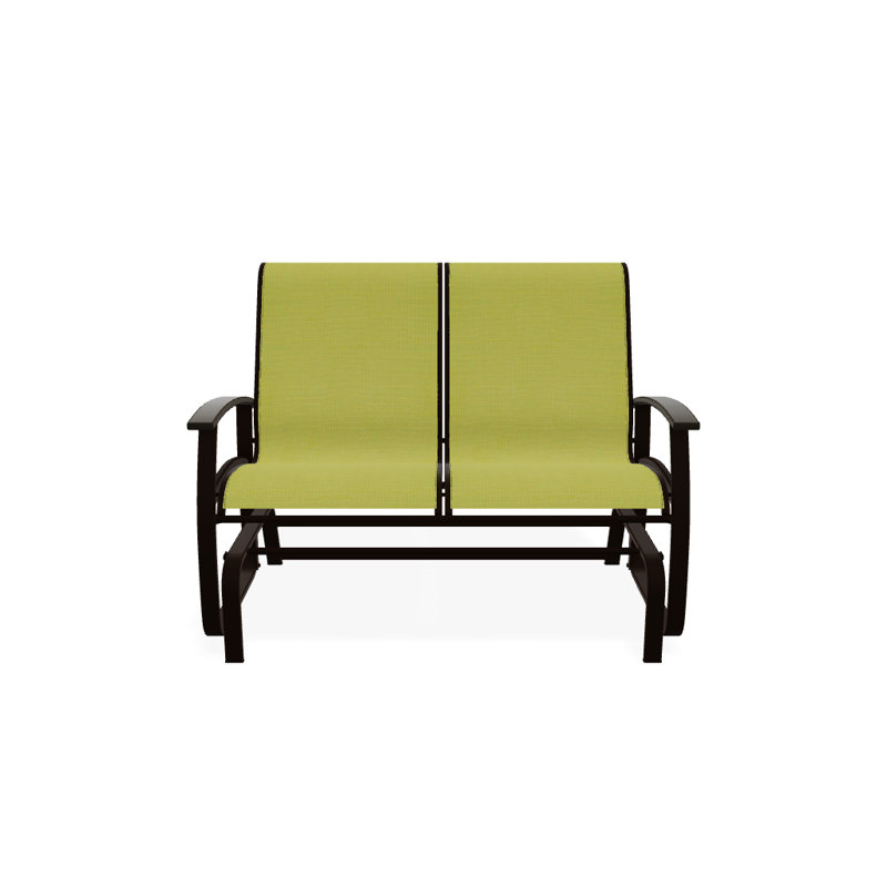 Belle Isle Outdoor Glider, Beachwood P40, Textured Kona, Lime 38D Sunbrella®