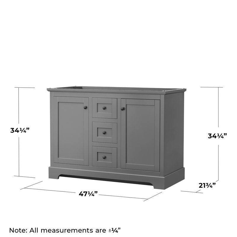 Base de meuble-lavabo double 47,25 po Avery seulement, Gris foncé / noir mat