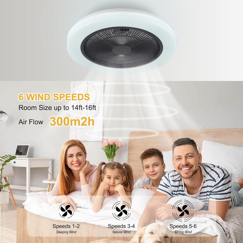 Ceiling Fan with LED Lights, Black