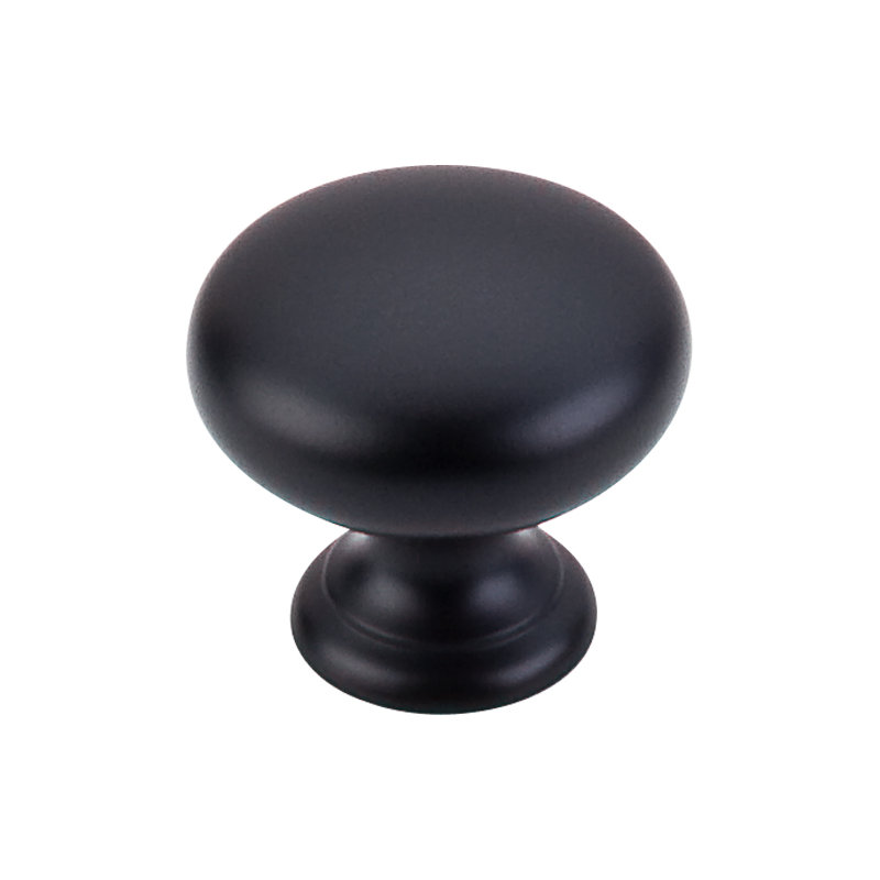 Mushroom 1 1/4" Diameter Round Knob, Black