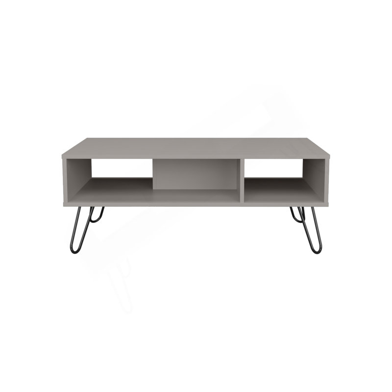 Table basse, quatre pieds, deux tablettes, Blanc